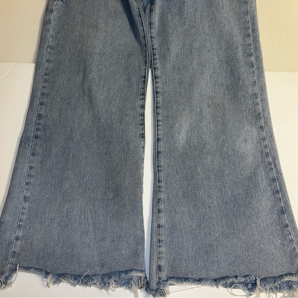 Ashi Studio Cut Out Waist High Rise Wide Leg Jeans Light Wash Sz M - Picture 9 of 14